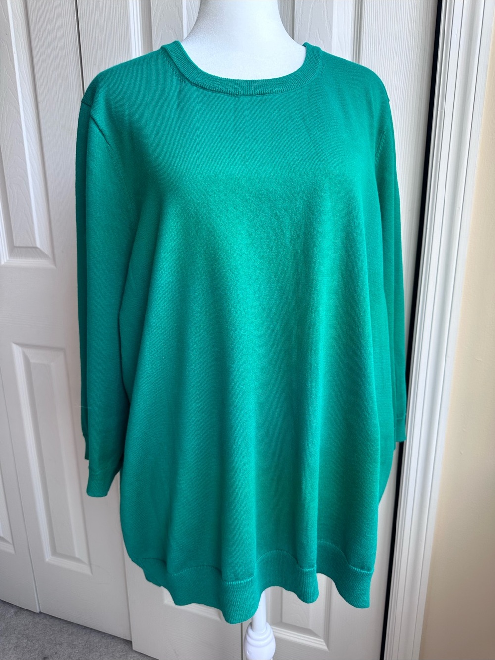 Lands' End Women's Crew Neck Sweater in Emerald Green
